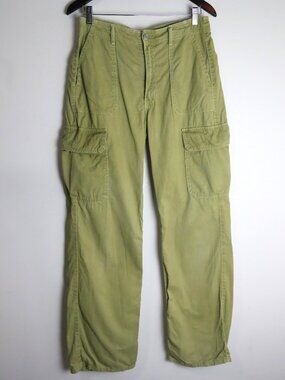Zara Cargo Pocket High Rise Utility Cotton Twill Olive Green Pants Size 6